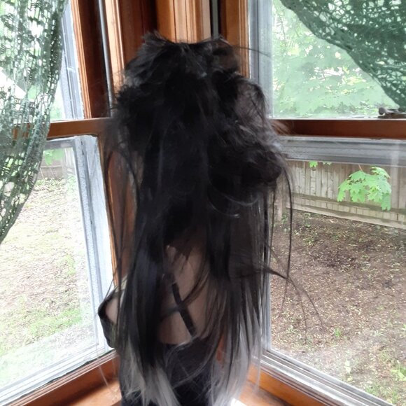 Emo gothic scene wig gray and black bat nest wig human hair blend with synthetic - Picture 7 of 7